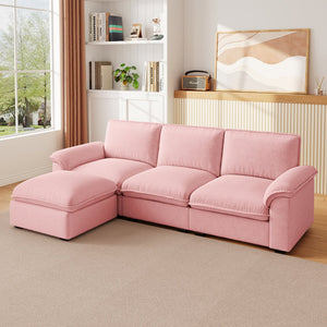 English Elm Cloud Sectional Sofa with Movable Chaise Soft Chenille Upholstery for Modern Living Rooms Pink W1359S00063