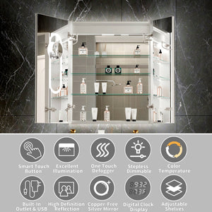 English Elm 30*36 Inch Led Medicine Cabinet with Anti-fog Gfci Outlet and Stepless Dimming Mirror W637P349415