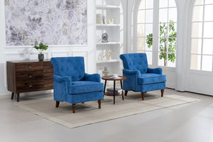 English Elm Accent Light Blue Chenille Club Chair with Ergonomic Curved Back, Removable Cushions, 300lb Capacity W3042P390762