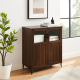 English Elm Walker Edison - Modern Grooved-Door Accent Cabinet – Dark Walnut