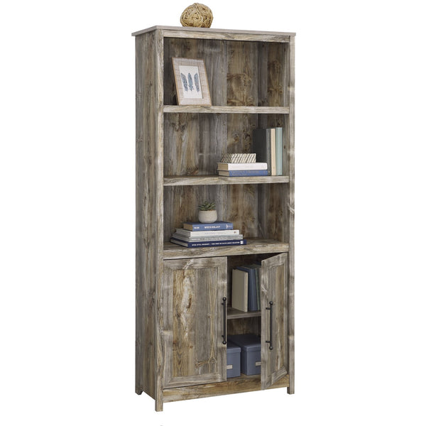 English Elm Library Cabinet With Doors - Stylish Brown Finish, Adjustable Shelves & Space-Saving Design For Home B356P367970