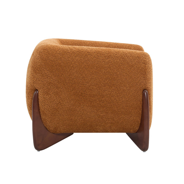 English Elm Christopher Knight Home® - Modern Upholstered Round Arm Accent Chair with Velvet Finish, Elegant Curved Back and Three Legs Design Dark yellow,Walnut 39.5 L x 32.5 W x 23.25 H N776P216196T