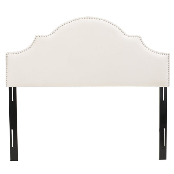 English Elm Christopher Knight Home® - Upholstered Headboard Queen with Nailhead Trim, Sturdy Steel Legs, Adjustable Height, Sleek Design Ivory 57869.00IVY