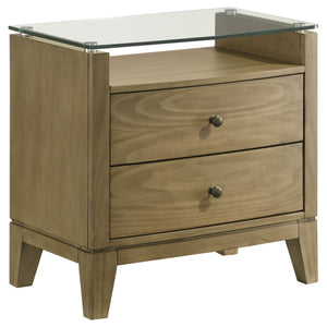English Elm Menlo Queen Bedroom Set with Pine Finish Tufted Headboard and Antique Nickel Hardware B062S01549