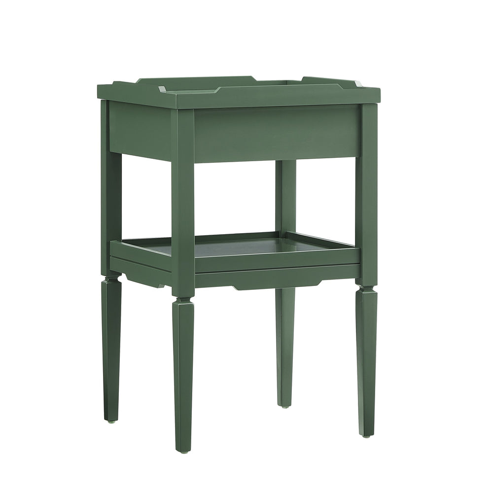 English Elm Foley Vintage Green 1-Drawer Nightstand with Gold Pull, Tapered Legs, Lower Shelf, Mid-Century Charm B050P376968