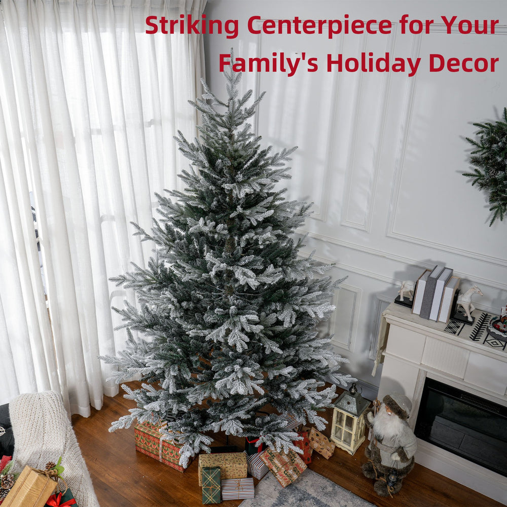 English Elm Homcom 7.5 Foot Artificial Christmas Tree - Lifelike, Easy Setup, Durable Steel Base, Low Maintenance W2225P249668