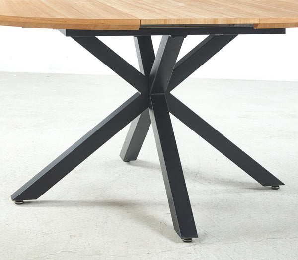 English Elm Extendable Modern Dining Table With Oak Mdf Top & Sturdy Metal Legs - Versatile Office & Coffee Use W234S00108