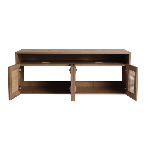 English Elm 48" Imitative Oak Wall Mounted Bathroom Vanity Cabinet, 4 Soft-Close Doors, Water-Resist Finish W999P342104