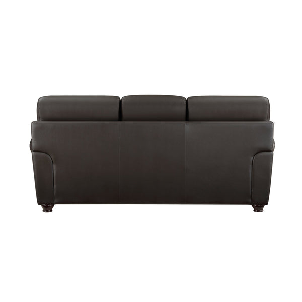 English Elm Traditional Top-grain Leather Sofa Set with Nailhead Trim and Espresso Wood Legs B011S01041