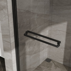 English Elm Goodyo Double Sliding Glass Shower Door - 60" W X 72" H, Matte Black Aluminum Frame & Tempered Glass D163107683