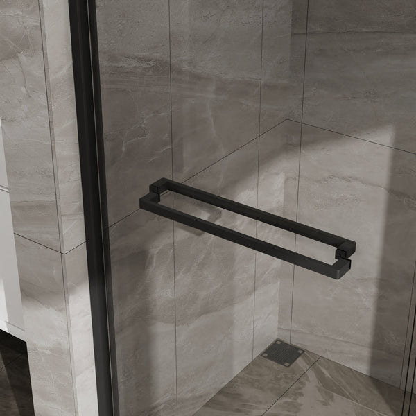 English Elm Goodyo Double Sliding Glass Shower Door - 60" W X 72" H, Matte Black Aluminum Frame & Tempered Glass D163107683