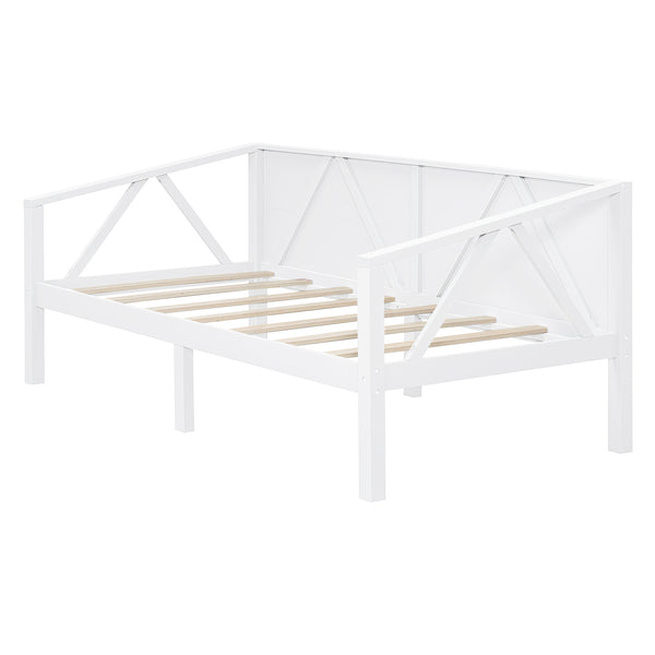 English Elm Twin Daybed Frame Solid Pine Sofa Bed for Guest Room Studio or Teen Bedroom White N708P266719K