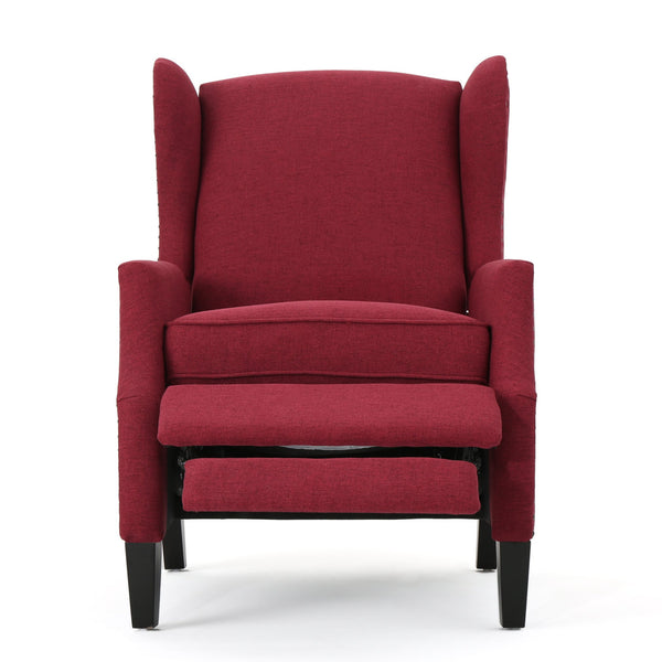 English Elm Christopher Knight Home® - Pushback Recliner Chair with Nailhead Trim and Wingback Design, Plush Fabric Comfort for Living Rooms Red 60760.00DRED