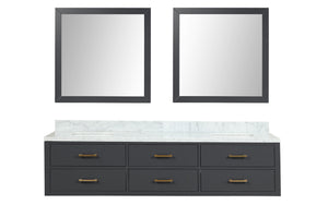 English Elm Black 80" Double Bath Vanity with Carrara Marble Top, Soft-Close Drawers & Dual 36"x36" Mirrors B2731S01583
