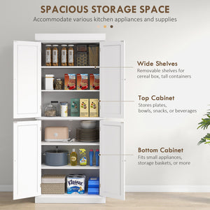 English Elm Homcom 72.5" Freestanding Kitchen Pantry Cabinet With Adjustable Shelves For Stylish Storage Solutions W2225S00057