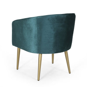 English Elm Christopher Knight Home® - DINING Arm Chair with Velvet Button Tufting, Modern Glam Tub Seat and Gold-Accent Iron Legs Teal 70727.00T