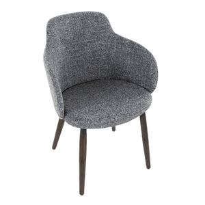 English Elm Dining/accent Chair Set of 2 Walnut Wood Legs Grey Upholstered Farmhouse Seating B202S02191