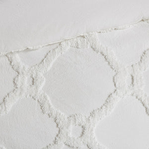 English Elm 3 Piece Tufted Cotton Chenille Geometric Comforter Set Off-White Full/Queen – Soft OEKO-TEX, Machine Washable Elegance B03597079