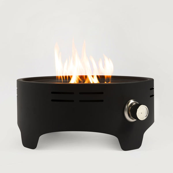English Elm 15" Propane Tabletop Fire Pit 40,000BTU Steel Round with Lava Rocks, Quick-Connect Regulator & Lid W853P232639