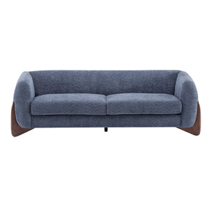 English Elm Christopher Knight Home® - 82Inches Oversized Navy Blue Boucle Sherpa Sofa - Plush Comfort, Modern Style & Walnut Legs N771P205090U_N771P205091U