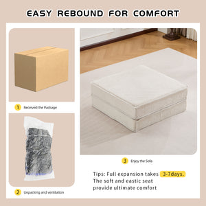 English Elm Compression Mahjong Sofa Convertible Floor Bed Modular Boneless Sectional with Ottoman, White Circle Fleece Comfort and Memory Foam Support W3723P377149