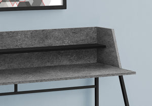 English Elm Computer Desk With Grey Stone Laminate Top & Black Metal Base - Modern Home Office Furniture Solution B2710P219836