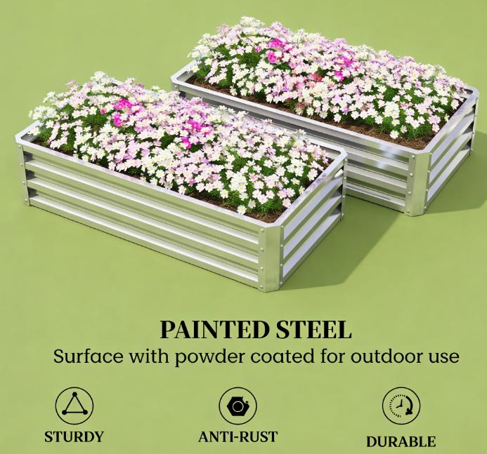 English Elm Outdoor Self Watering Raised Planter Box with Trellis Rattan Style Patio Garden Bed T3971P468246