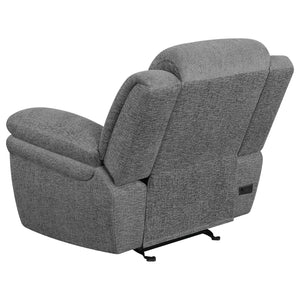 English Elm Pannen Charcoal Upholstered Power Glider Recliner with Pocket Coil Support, Space-Saving Design and Smooth Electric Recline B062P328626
