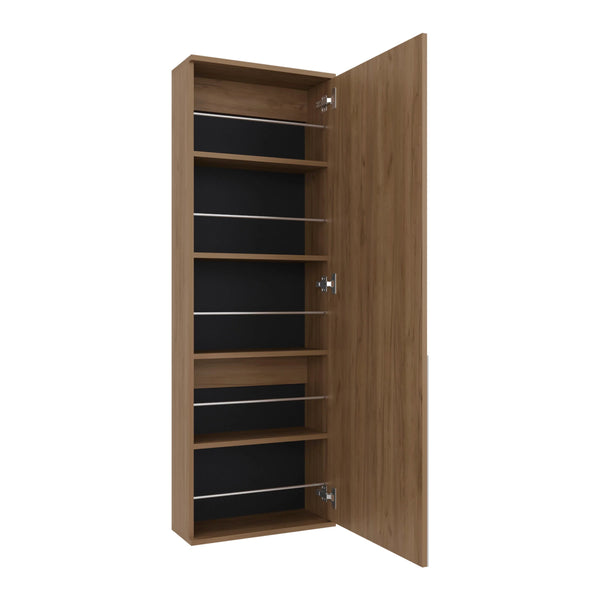 English Elm Natural Oak Shoe Rack with Mirror Door, 5 Shelves Vertical Space-Saving Cabinet for Entryways B062P303912
