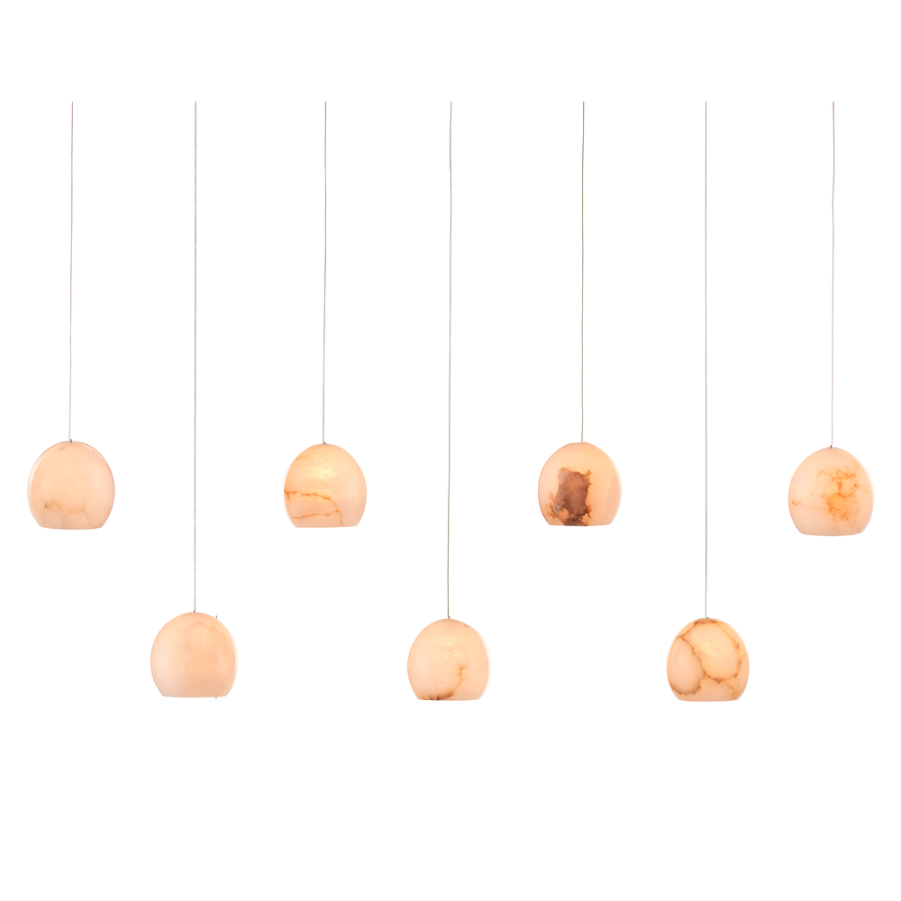 Lazio 30-Light Multi-Drop Pendant with Unique Alabaster Shades and Contemporary Silver Canopy Design