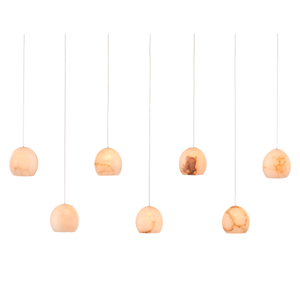 Lazio 30-Light Multi-Drop Pendant with Unique Alabaster Shades and Contemporary Silver Canopy Design