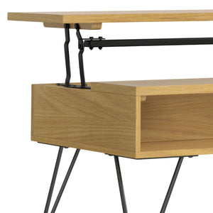 English Elm Hunter Lift Top Coffee Table with Spacious Storage, Solid Wood Veneer Finish, Handcrafted Durability Oak B136P203445