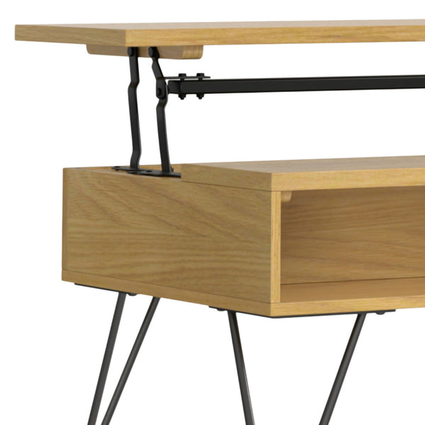 English Elm Hunter Lift Top Coffee Table with Spacious Storage, Solid Wood Veneer Finish, Handcrafted Durability Oak B136P203445