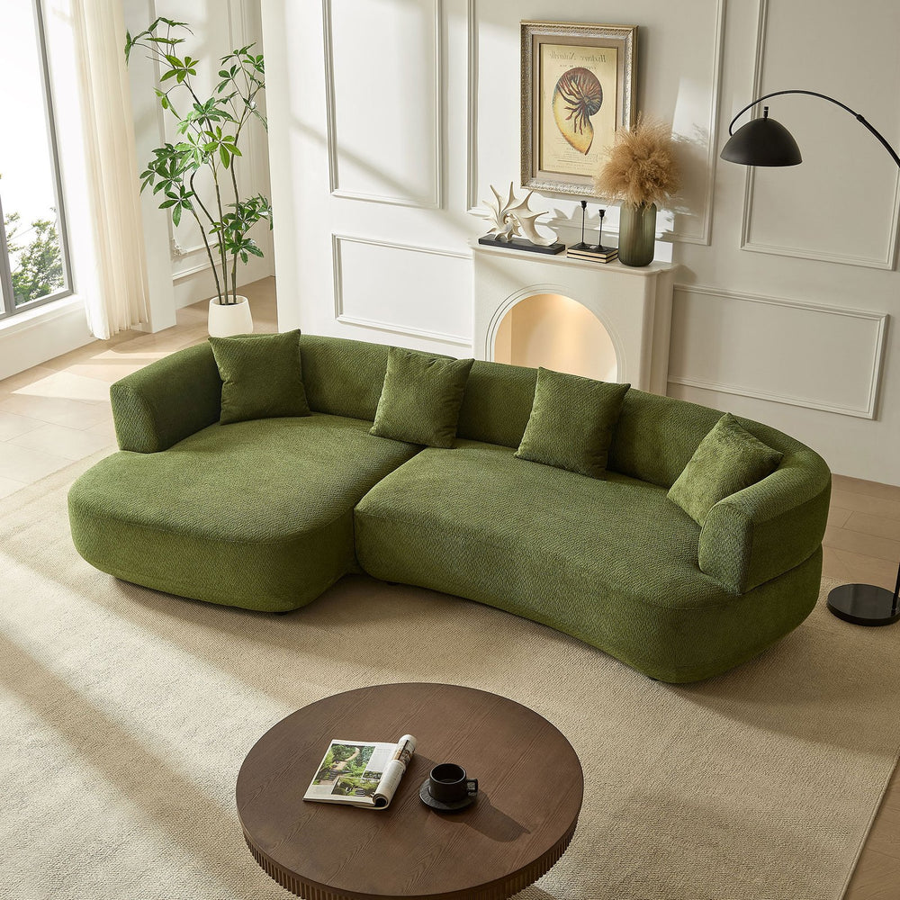 English Elm 110.63 Inch Quilted Polyester Curved Sectional Sofa Four Seat Modular Living Room Couch W2582S00187