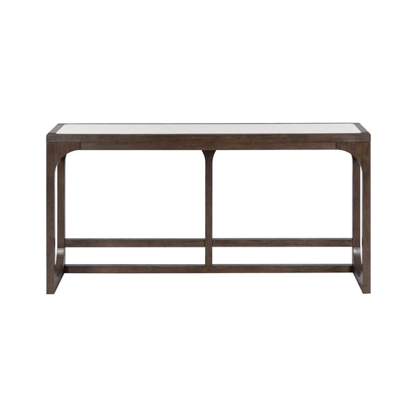 English Elm Transitional Sofa Table With Quartz Top, Usb Charging, Dark Walnut Finish - Ideal For Living Rooms B2741P404273-GIGA