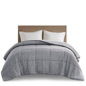 JLA Home Urban Habitat - Oversized Breathable Jersey Comforter with Hypoallergenic Down Alternative Fill for Deep Mattresses, OEKO-TEX Certified Grey UH10-2502