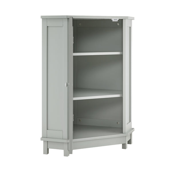 English Elm Grey Triangle Corner Bathroom Cabinet with Adjustable Shelves, MDF Storage Unit for Towels & Supplies (31.5"L x 20.28"W) N725P172615E