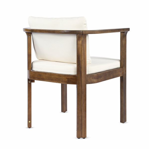 English Elm Outdoor Acacia Wood Dining Chairs Set of 2 with Cushions and Curved Arms Brown,Cream N768P372905B