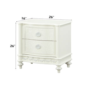 English Elm Dorothy Ivory Nightstand with 2 Soft-Close Drawers, Felt-Lined Top, Pine Wood Casegood, 40lb Limit B2726P327447