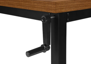 English Elm Computer Desk - Adjustable Height, Contemporary Walnut Laminate & Black Metal, Perfect For Small Spaces B2710P219890