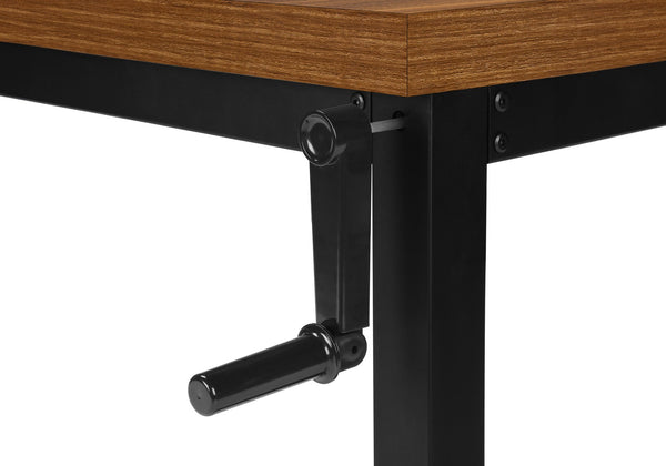 English Elm Computer Desk - Adjustable Height, Contemporary Walnut Laminate & Black Metal, Perfect For Small Spaces B2710P219890