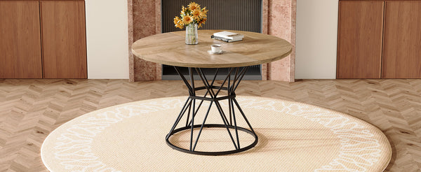English Elm A Round Marble Patterned Mdf Dining Table with Matte Hourglass Base Seats Six Black,Wood W1151P434790
