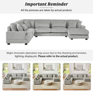 English Elm 101.2" Modular Chenille Sectional Sofa with Tufted Cushions and Deep Seating for Living Room N719S001691E