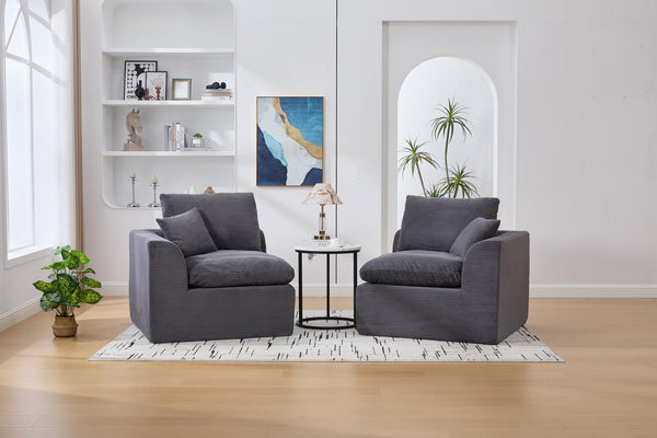 English Elm UNITED Cloud Couch Modular Sectional Sofa with Corduroy Cover, Ergonomic 2-Seater, No Assembly Needed Dark Gray W1568P371127