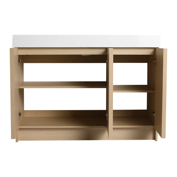 English Elm 48" Freestanding Bathroom Vanity with Thick Resin Sink, Soft-Close Doors, Adjustable Shelves, Durable Finish Oak W999S00265