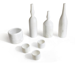 English Elm White Natural Marble Accessory Set - Luxury 7-Piece Collection For Stunning Living Room Décor W1696P262945-GIGA