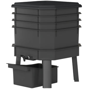 English Elm Convenient Four Tray Worm Composter Turns Kitchen Scraps Into Rich Fertilizer Fast Black T3971P468292