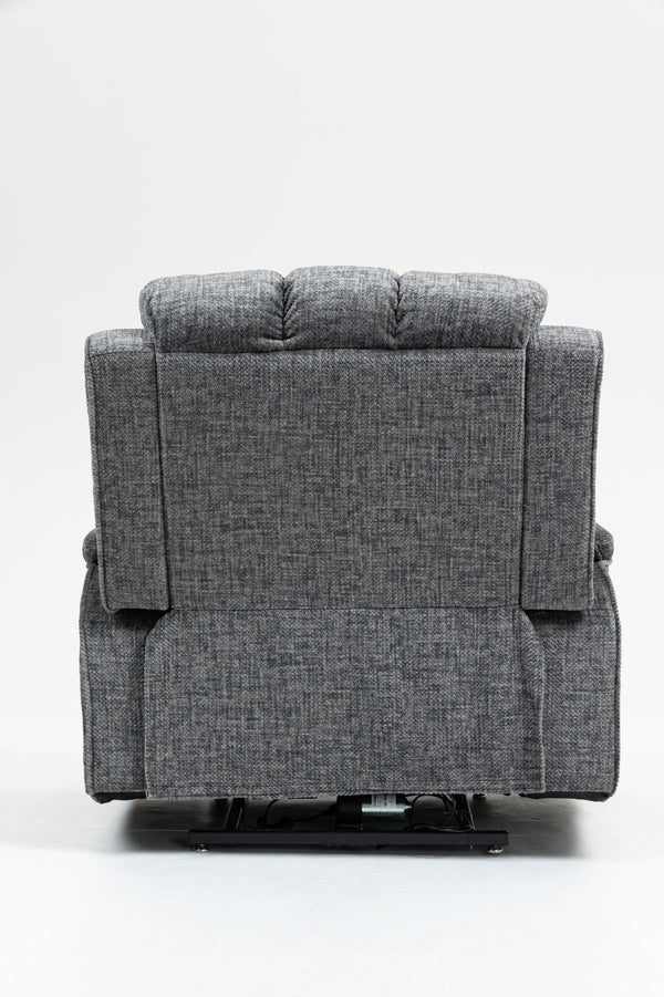 English Elm Oversized Power Lift Recliner Chair with Massage Heating and Usb Charging for Living Room Grey W547S00071
