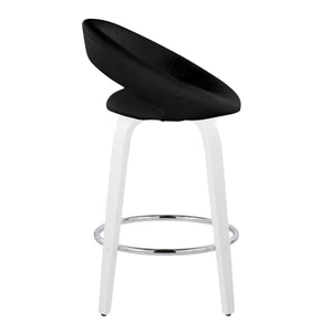 English Elm Fixed-height Swivel Counter Stools with Faux Leather Seats and Chrome Footrest Set of 2 Black B202S01841