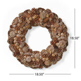 Christopher Knight Home® - Noble House - 18.5" Pine Cone and Glitter Unlit Artificial Christmas Wreath